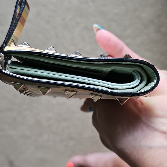 Valentino Garavani Cream, Yellow, Green and Brown Studded Wallet - Picture 5 of 9